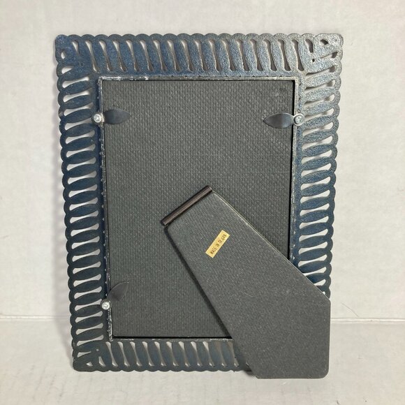 Vintage MCM Dark Silver Gray Metal Geometric Waves Photo Picture Frame 3.5 X 5" - Picture 3 of 11